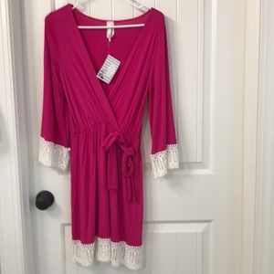 Bellamie pink dress with lace trim